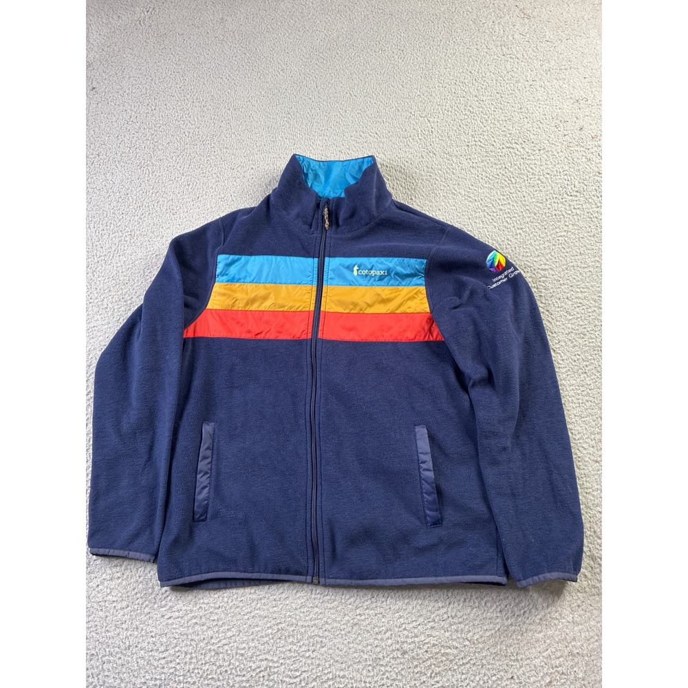 Cotopaxi Teca Fleece Full Zip Jacket Womens Large Navy Colorblock Company Logo